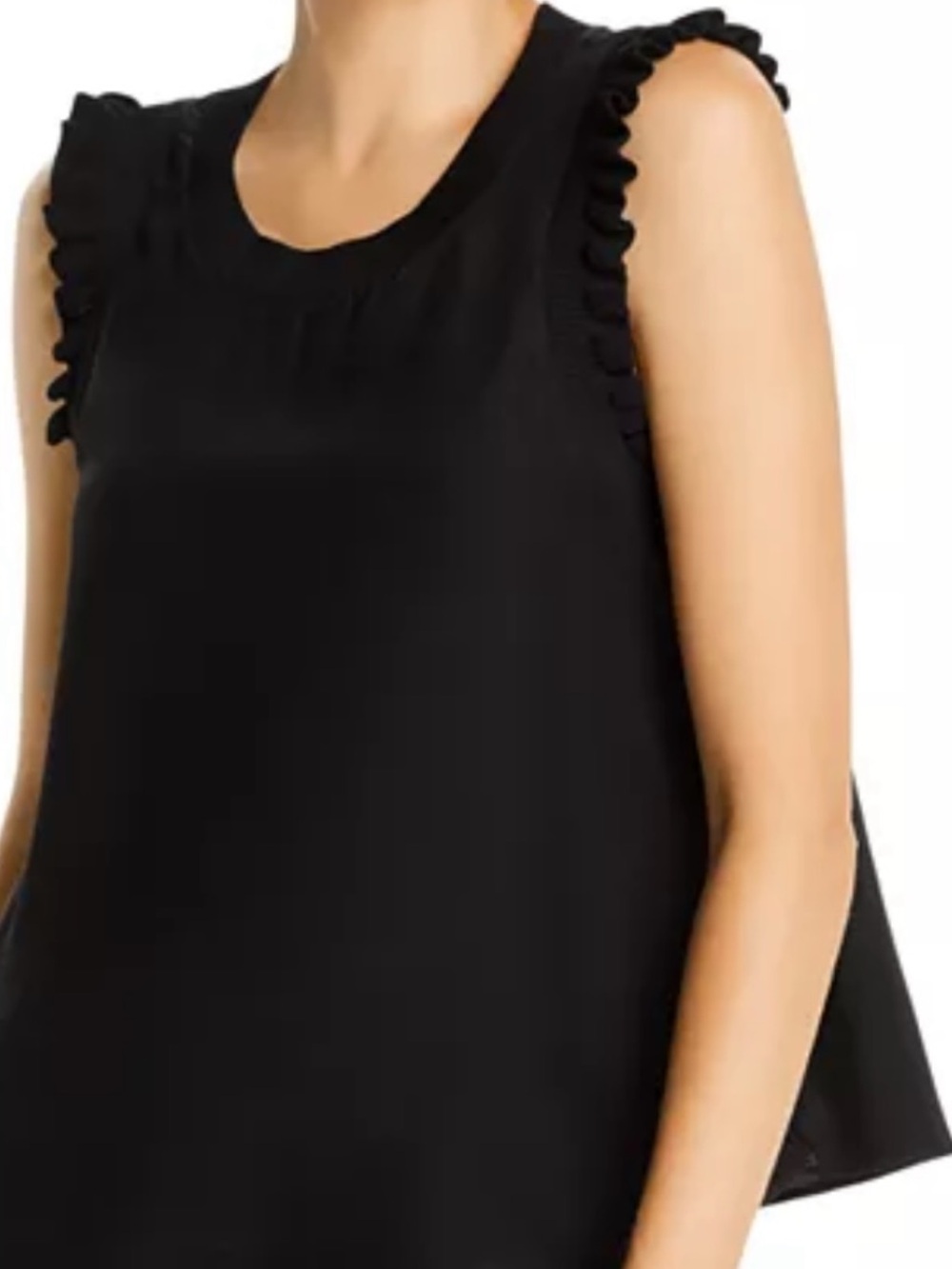 cinq a sept Black Ruffle-Trim Sleeveless Shell